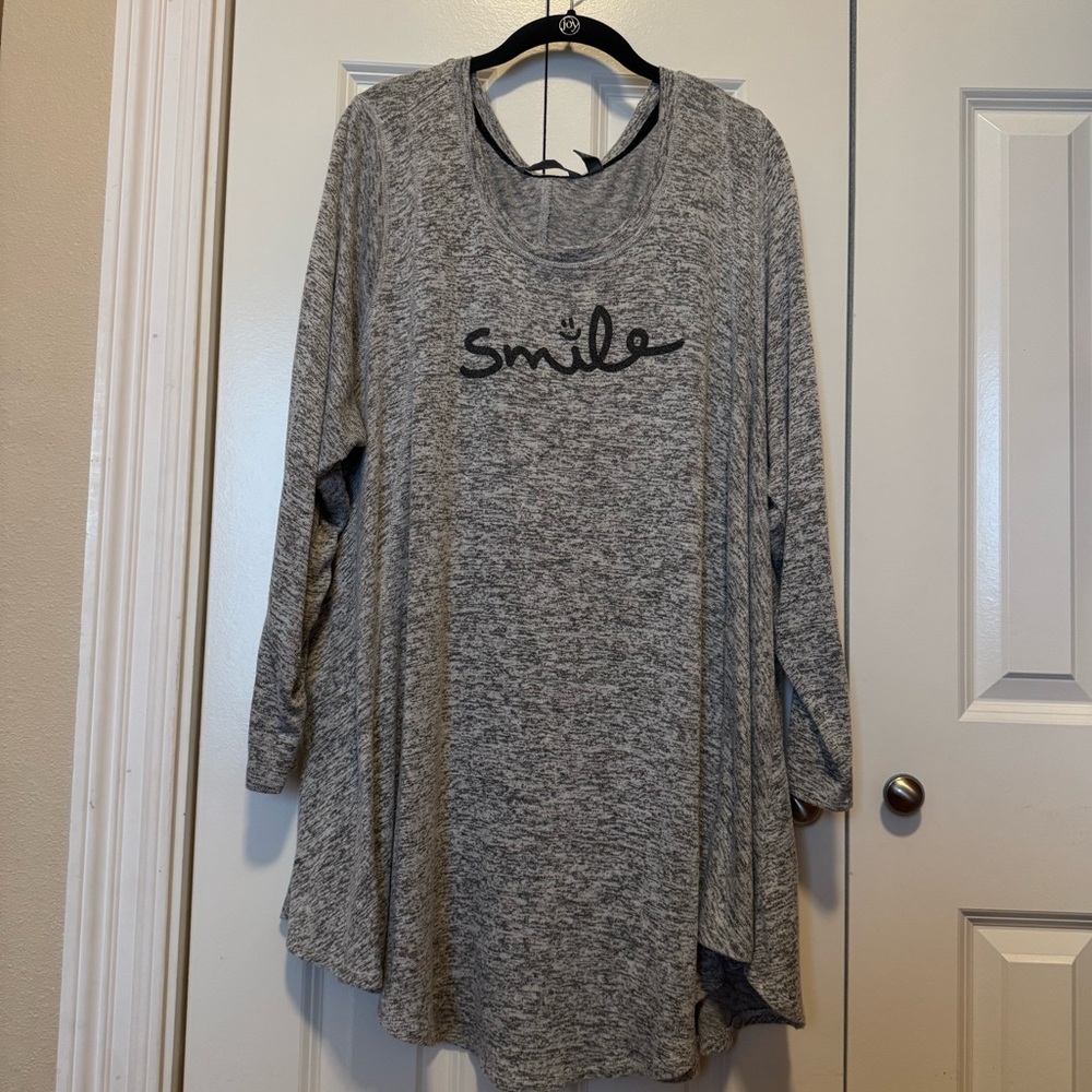 Plus Size 2XL Gray Oversized Sweater Top Soft Cozy Lounge Casual‎